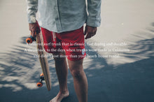 Load image into Gallery viewer, Red Sun Up Swim Trunk